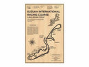 Beige wooden monaco grand prix race track map living room wall art