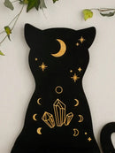DecorBites™ Moon Phase Black Cat Wooden Shelf