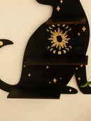 DecorBites™ Moon Phase Black Cat Wooden Shelf