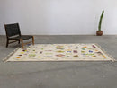 Handmade moroccan azilal rug beige geometric bedroom wool carpet