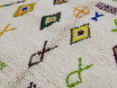Handmade moroccan azilal rug beige geometric bedroom wool carpet