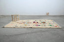 Beige colorful geometric moroccan handmade azilal rug bedroom decor