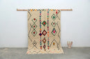 Beige colorful geometric moroccan handmade azilal rug bedroom decor