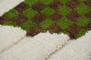 Traditional moroccan handmade cream & green azilal rug bedroom decor