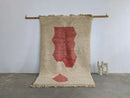 Beige & red moroccan handmade azilal rug living room decor