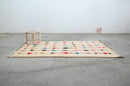 Handmade moroccan azilal rug beige geometric bedroom carpet