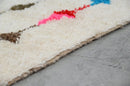 Handmade moroccan azilal rug beige geometric bedroom carpet