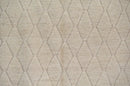 Handmade moroccan azilal cream wool diamond rug for living room