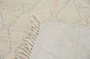 Handmade moroccan azilal cream wool diamond rug for living room