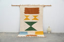 Handmade traditional azilal colorful rug beige bedroom decor