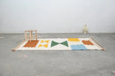 Handmade traditional azilal colorful rug beige bedroom decor