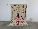 Moroccan handmade geometric beige wool rug – living room decor