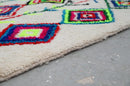Beige moroccan handmade traditional azilal rug bedroom decor