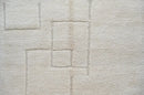 Handmade beige geometric beni ouarain rug bedroom wool decor