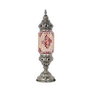 DecorBites™ Mosaic Glass Night Light with Mediterranean Tubular Design - Nickel Finish for Bedroom