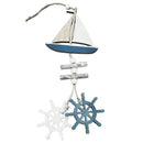 Nautical theme beige & navy blue fishing net wall decor living room
