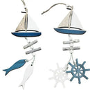 Nautical theme beige & navy blue fishing net wall decor living room