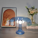 Modern glossy black led mushroom table lamp for bedroom bedside
