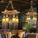 DecorBites™ Noemi - 6-Light Industrial Pendant Chandelier Lamp with Wood Rudder Deco