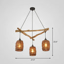 Rustic brown branch ceiling light – bedroom woven wicker chandelier