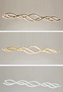 Modern gold led wave chandelier dining room nordic lighting