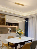 Modern gold led wave chandelier dining room nordic lighting