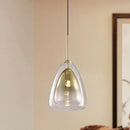 DecorBites™ Nordic Double Glass Cone Pendant Light Fixture - 12"/14" Wide Champagne Suspension