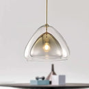 DecorBites™ Nordic Double Glass Cone Pendant Light Fixture - 12"/14" Wide Champagne Suspension