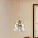 DecorBites™ Nordic Double Glass Cone Pendant Light Fixture - 12"/14" Wide Champagne Suspension