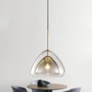 DecorBites™ Nordic Double Glass Cone Pendant Light Fixture - 12"/14" Wide Champagne Suspension