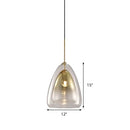 DecorBites™ Nordic Double Glass Cone Pendant Light Fixture - 12"/14" Wide Champagne Suspension