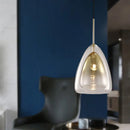 DecorBites™ Nordic Double Glass Cone Pendant Light Fixture - 12"/14" Wide Champagne Suspension