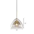 DecorBites™ Nordic Double Glass Cone Pendant Light Fixture - 12"/14" Wide Champagne Suspension