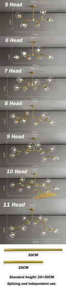 DecorBites™ Nordic Glass Ball LED Chandelier Black Gold