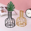 DecorBites™ Nordic Iron Golden Hydroponic Vase with Dried Flowers