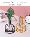 DecorBites™ Nordic Iron Golden Hydroponic Vase with Dried Flowers