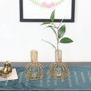 DecorBites™ Nordic Iron Golden Hydroponic Vase with Dried Flowers