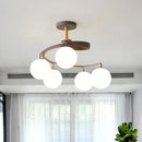 Nordic green & grey orb glass shade chandelier for living room