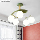 Nordic green & grey orb glass shade chandelier for living room