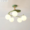 Nordic green & grey orb glass shade chandelier for living room