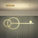 DecorBites™ Nordic LED Acrylic Chandelier Lamp with Black & Gold Line Design for Circular Island Lighting