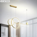 DecorBites™ Nordic LED Acrylic Chandelier Lamp with Black & Gold Line Design for Circular Island Lighting