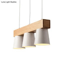 DecorBites™ Nordic Metal 3-Head Conical Frustum Pendant Light - White Island Suspension Lamp with Wood Beam
