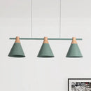DecorBites™ Nordic Metal Hanging Chandelier - Triple Light Cone Shade in Green/Grey/Yellow - Perfect for Kitchen Island Lighting