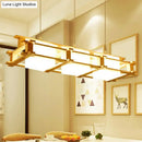 DecorBites™ Nordic Milk Glass Island Light - Rectangular 3-Light Beige Suspension Lamp with Wooden Cage