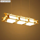 DecorBites™ Nordic Milk Glass Island Light - Rectangular 3-Light Beige Suspension Lamp with Wooden Cage