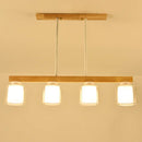 DecorBites™ Nordic Modern Wood Island Pendant with Glass Lampshade Hanging Lamp