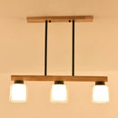 DecorBites™ Nordic Modern Wood Island Pendant with Glass Lampshade Hanging Lamp