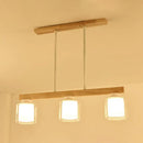DecorBites™ Nordic Modern Wood Island Pendant with Glass Lampshade Hanging Lamp