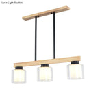 DecorBites™ Nordic Modern Wood Island Pendant with Glass Lampshade Hanging Lamp